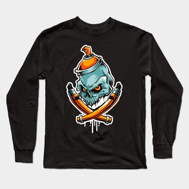 Skull Cartoon Long Sleeve T-Shirt by Unestore